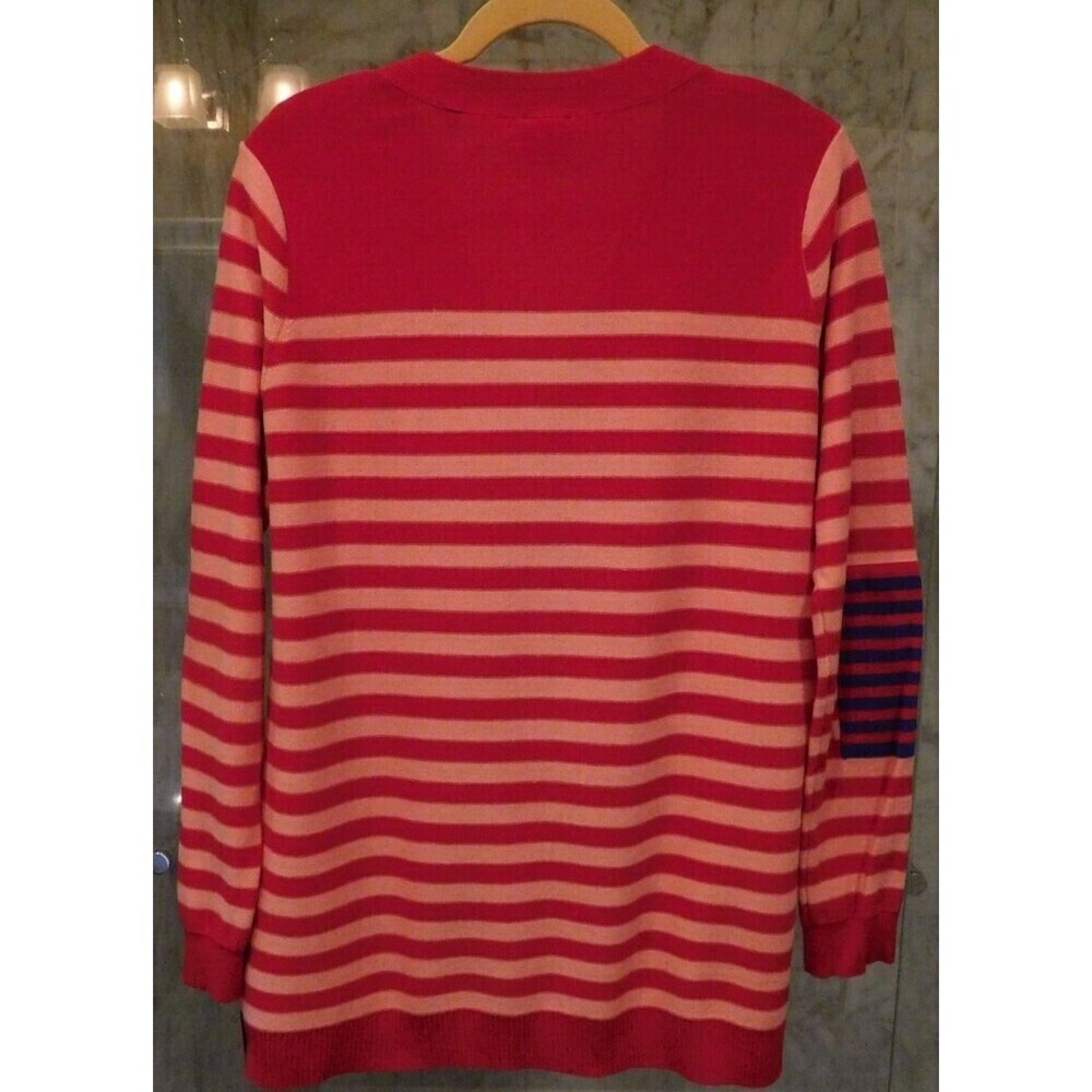 Cabi # 5446 "Picnic Cardigan" Red Stripe Button-Down Cardigan Long Slv Sweater M - Picture 4 of 11